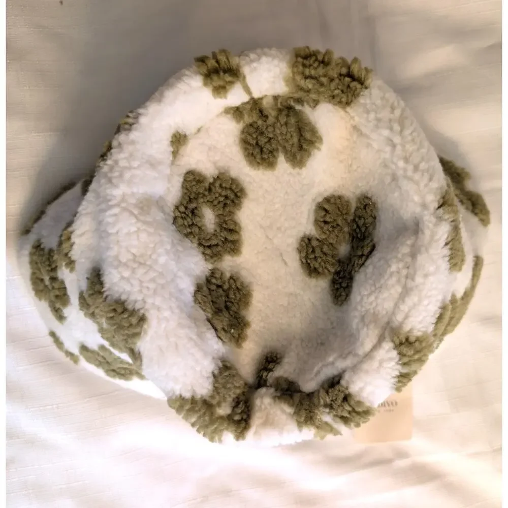 Fadivo New York White & Green Floral Sherpa Bucket Hat